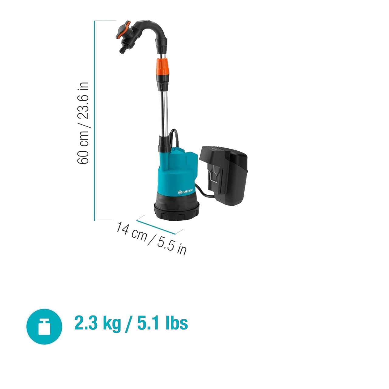 Gardena 14602-20 Akku-Regenfasspumpe 2000/2 18V P4A Ready-To-Use Set