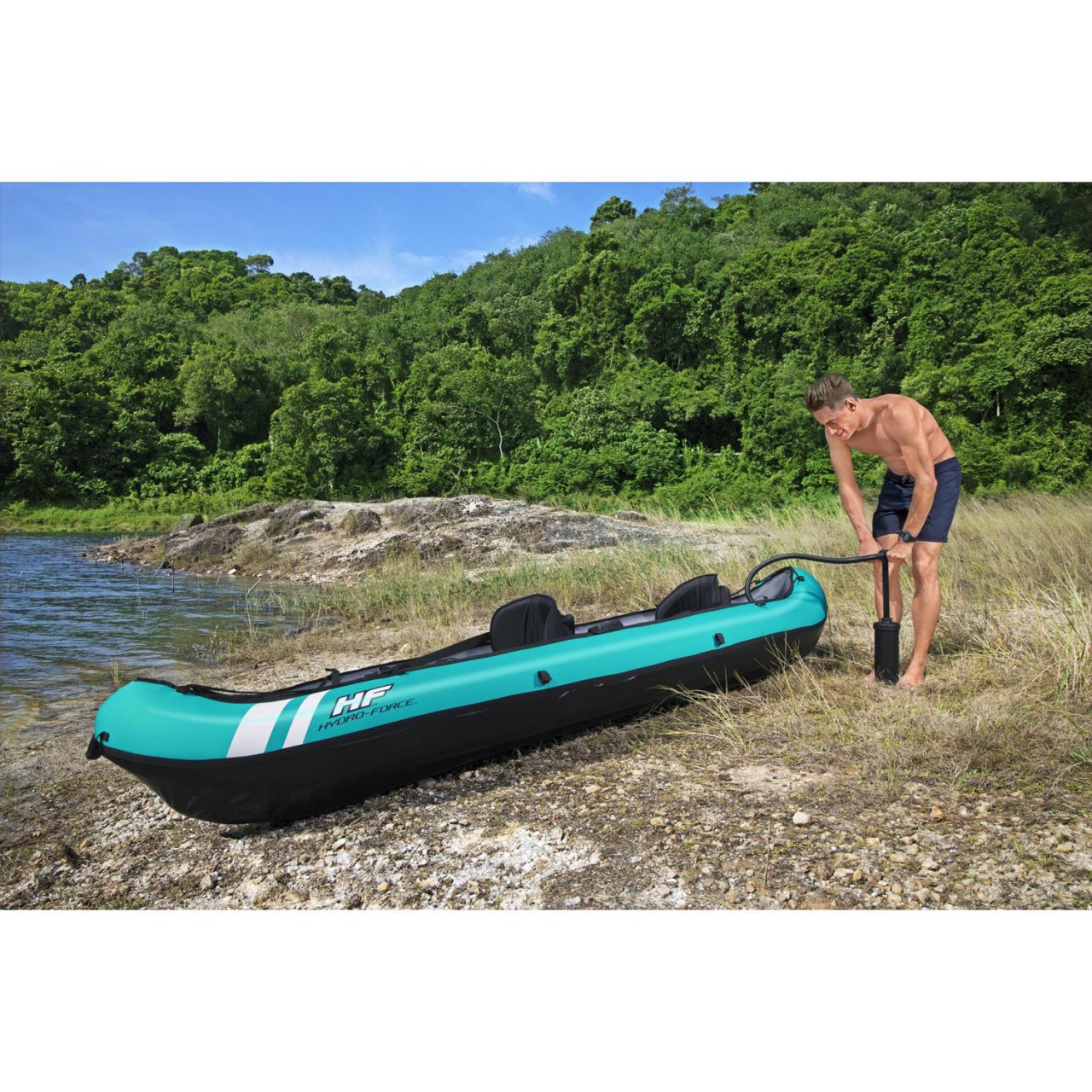 Bestway Kajak Hydro-Force Schlauchboot Boot mit Paddel + Pumpe 65052 aufblasbar