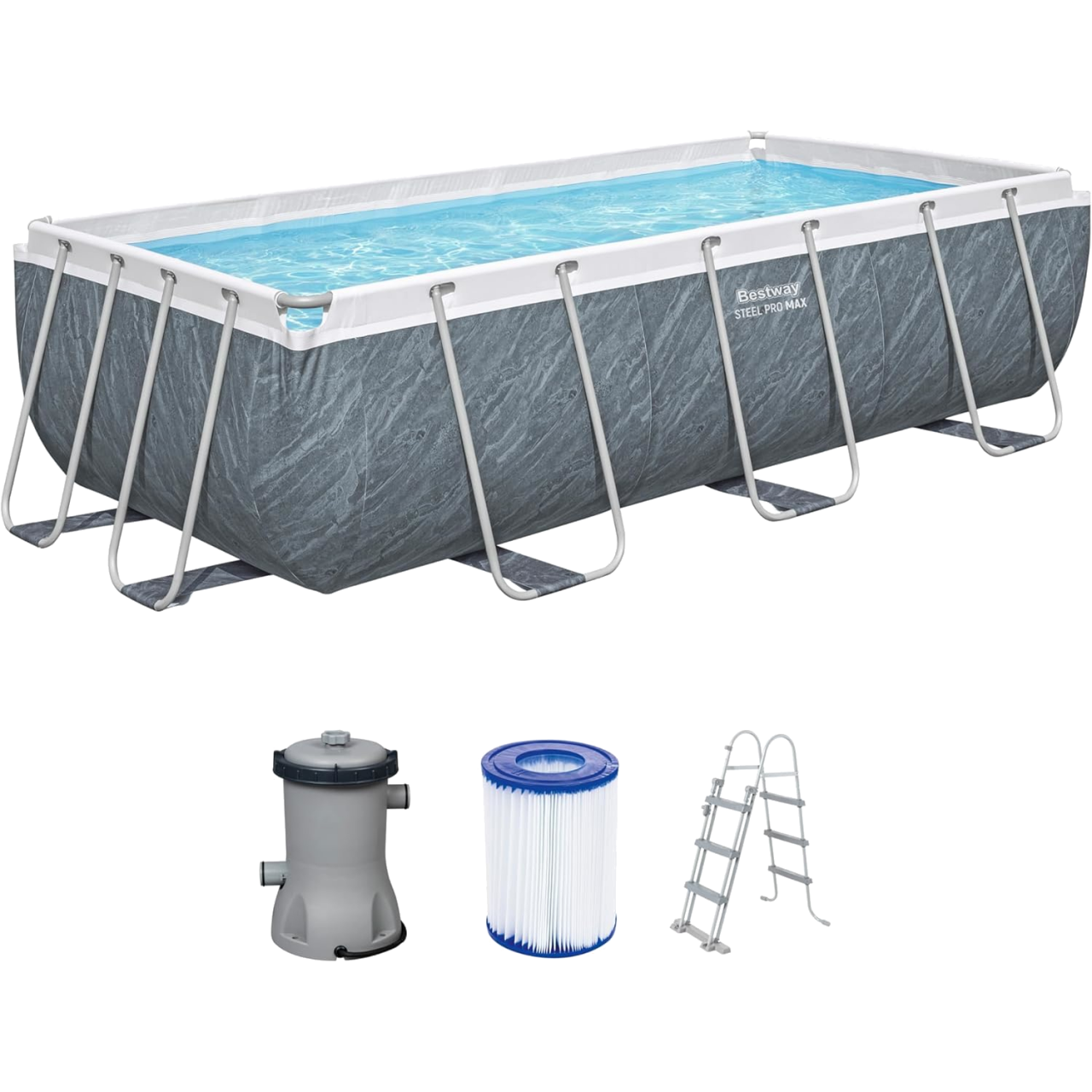 Bestway 56721 Frame Pool Power Steel Swimmingpool 404x201x100cm Komplett-Set