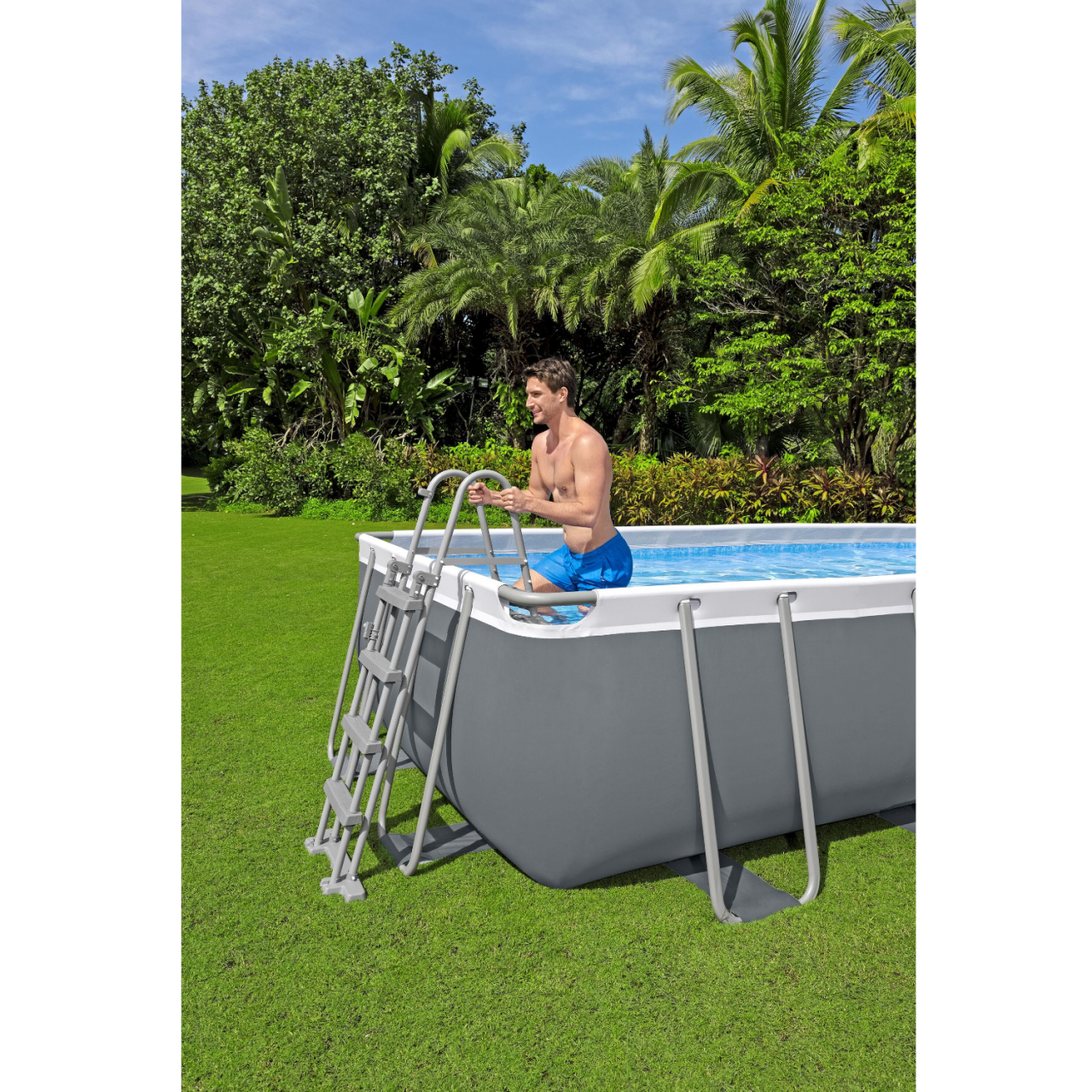 Bestway 56670 Power Steel Rectangular Frame Pool Set 488x244x122cm