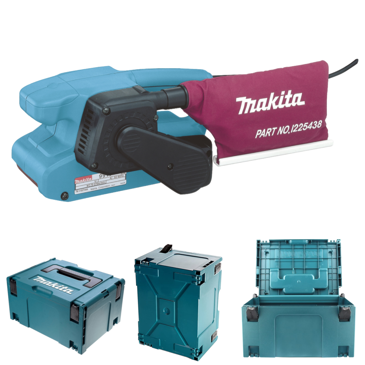 Makita Bandschleifer 9911J Schleifmaschine im MAKPAC für große und ebene Flächen