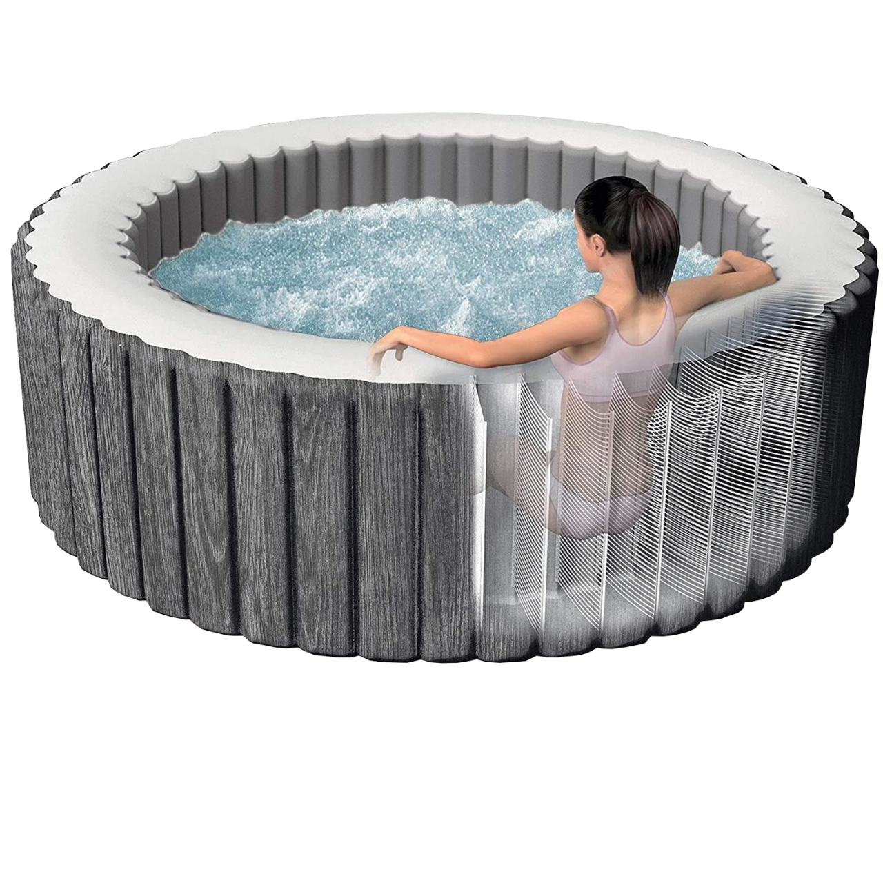 Intex 28440 Whirlpool Pure SPA Bubble Massage GreyWood 196x71 cm aufblasbar