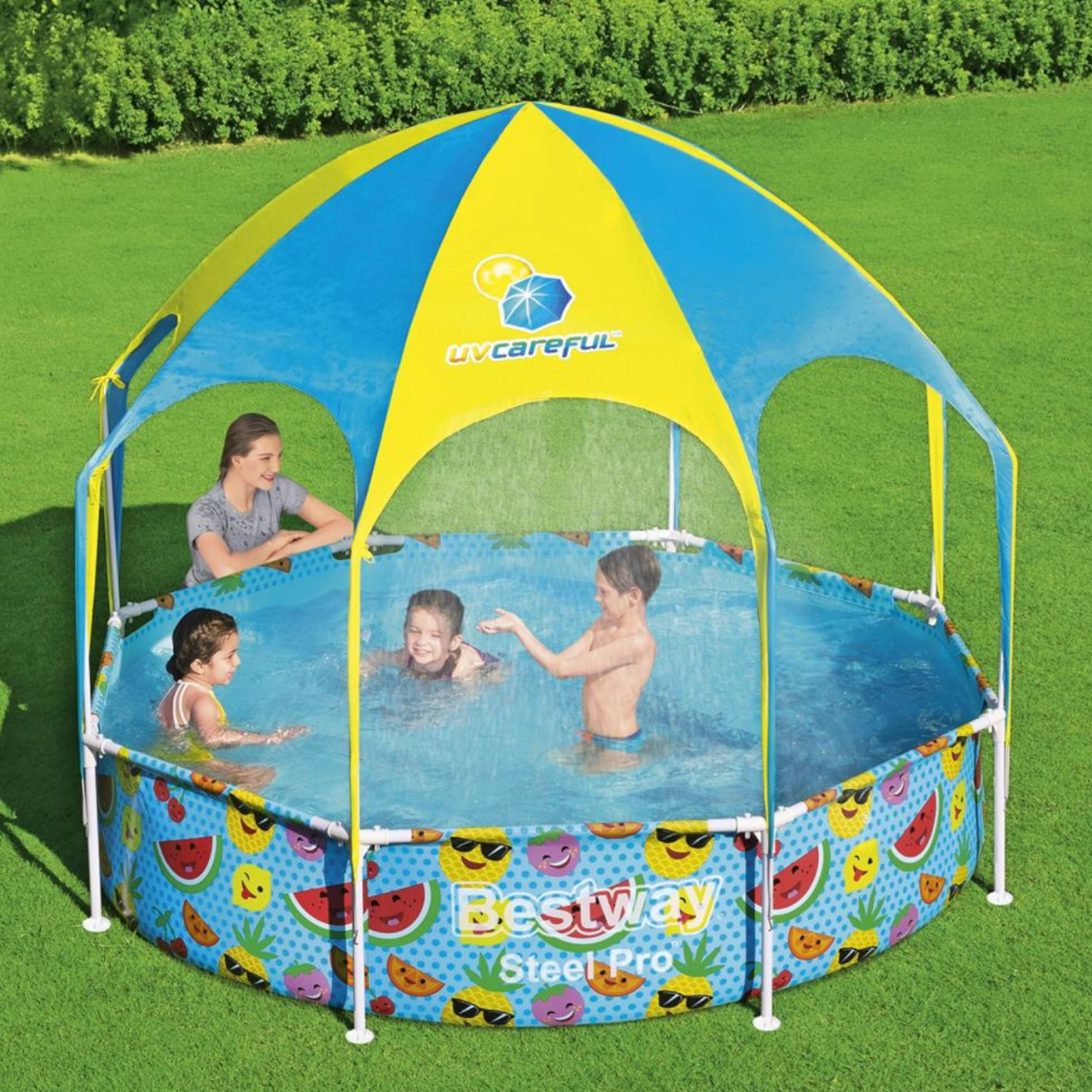 Bestway 56432 Steel Pro Frame Pool UV Careful Splash-in-Shade Play Kinderpool