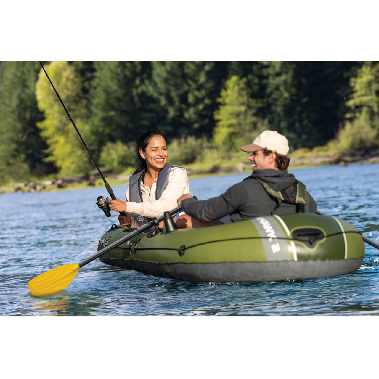 Intex 66332 Seahawk 2 Schlauchboot Ruderboot Angelboot Aufblasbar Pumpe Paddel