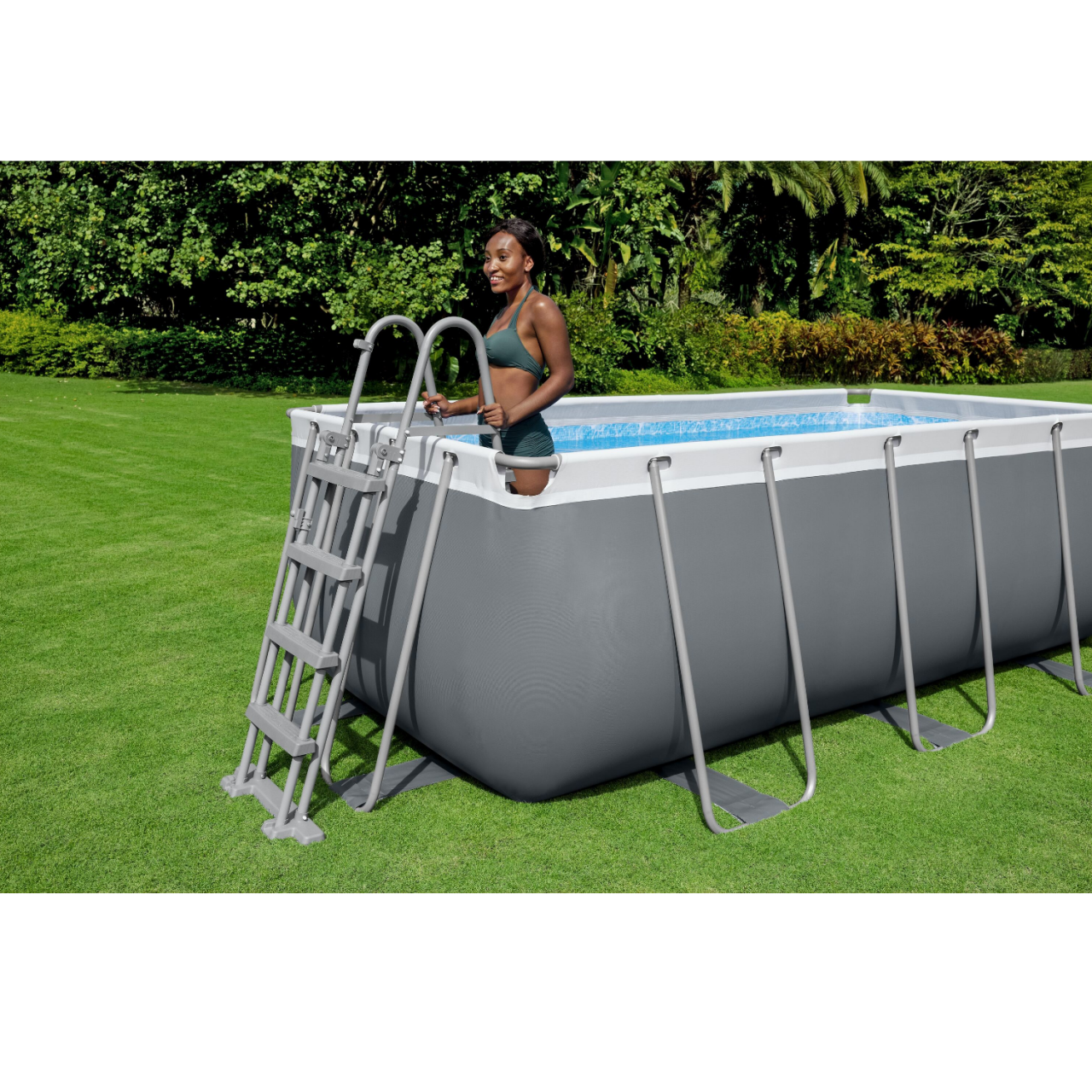 Bestway 56457 Power Steel Frame rechteckig Komplett-Set 412x201x122 cm