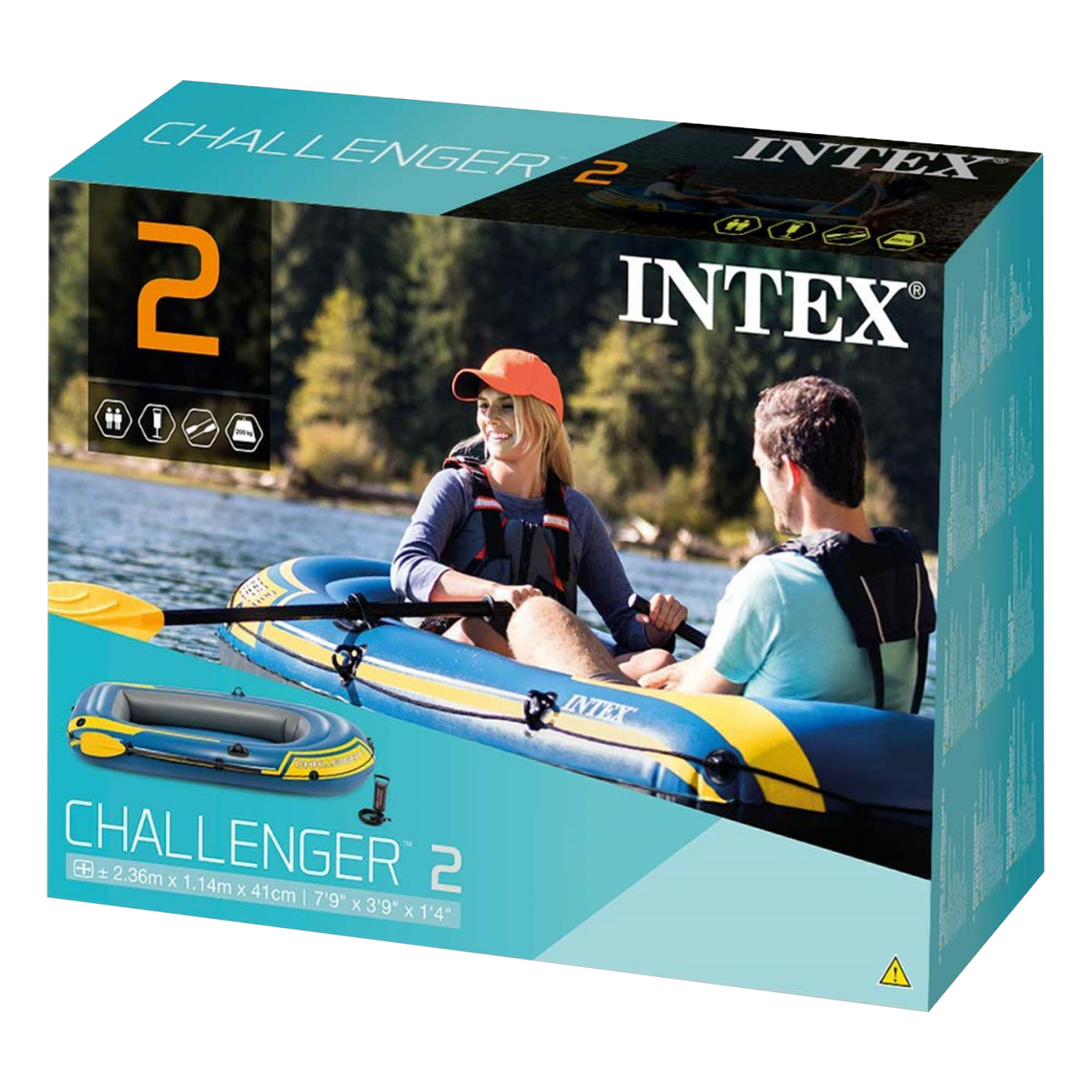 Intex Schlauchboot Challenger 2 Set Phthalates Free Inkl. Paddel und Luftpumpe, 68367np
