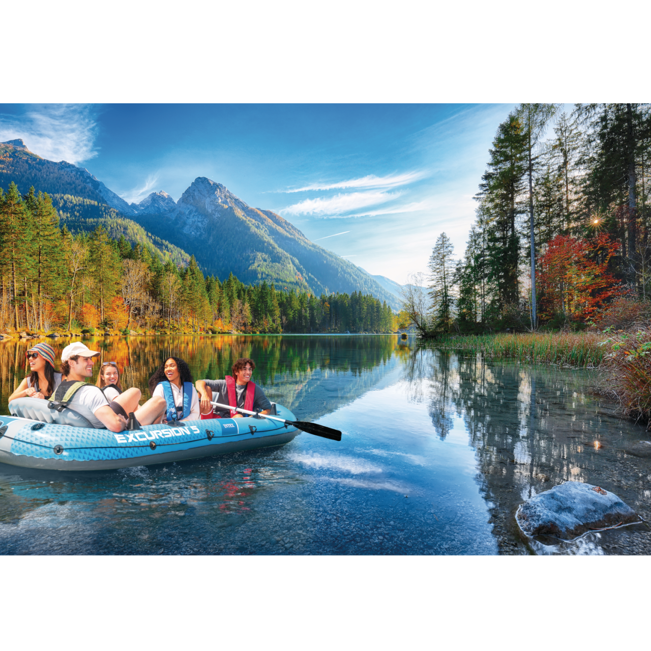 Intex 66325 Excursion 5 Schlauchboot 366x168x43cm Angelboot inkl. Paddel + Pumpe